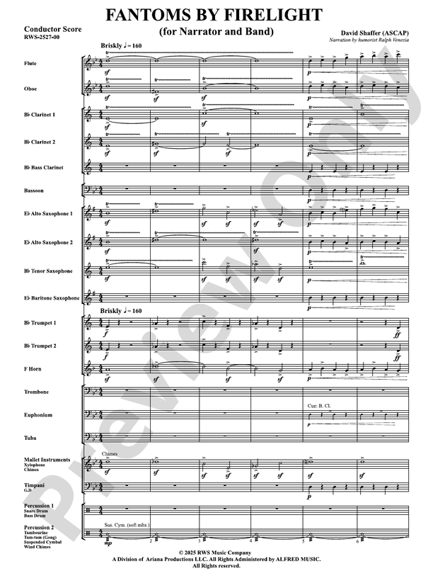 Fantoms By Firelight (for Narrator and Band) - Concert Band Conductor Score & Parts(Digital Download)