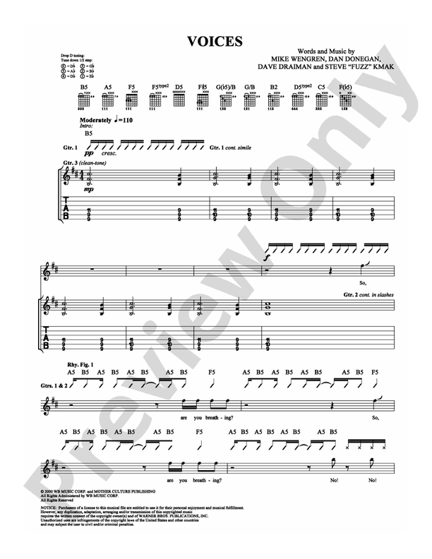 Voices - Disturbed - Guitar TAB (Digital Download)