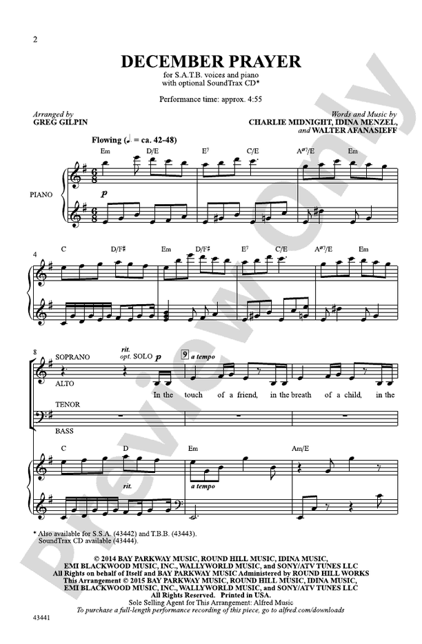 December Prayer – SATB Choral Octavo (Digital Download)
