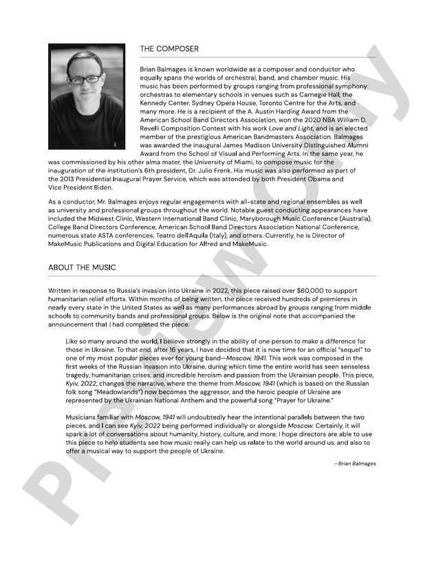 Kyiv, 2022 – Concert Band Conductor Score & Parts (Digital Download)