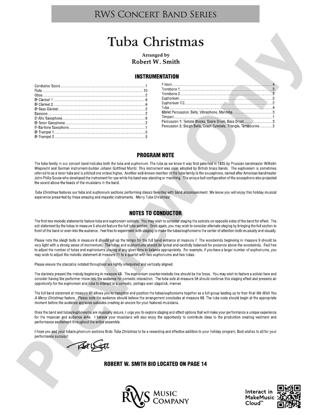 Tuba Christmas - Concert Band Conductor Score & Parts (Digital Download)