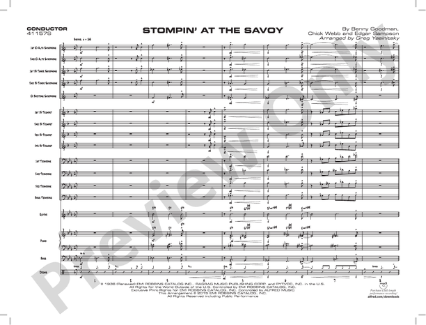 Stompin' at the Savoy (Grade 3.5) - Jazz Ensemble Conductor Score & Parts(Digital Download)