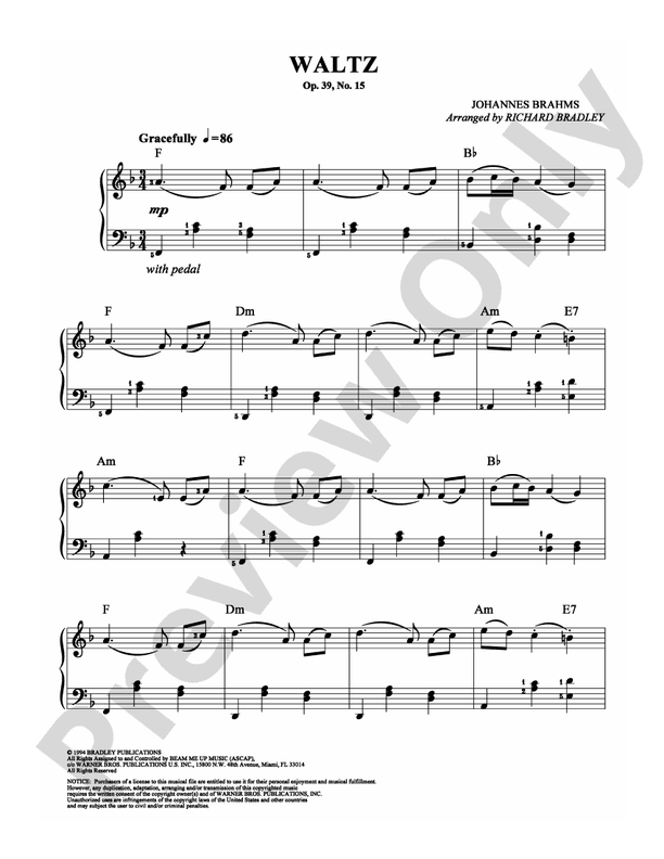 Brahms - Waltz - Easy Piano (Digital Download)