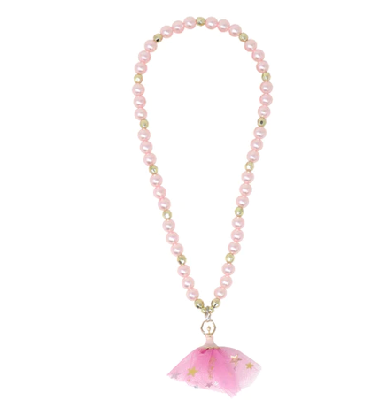 Ballet Necklace with Light Pink Pearls with Ballerina Charm