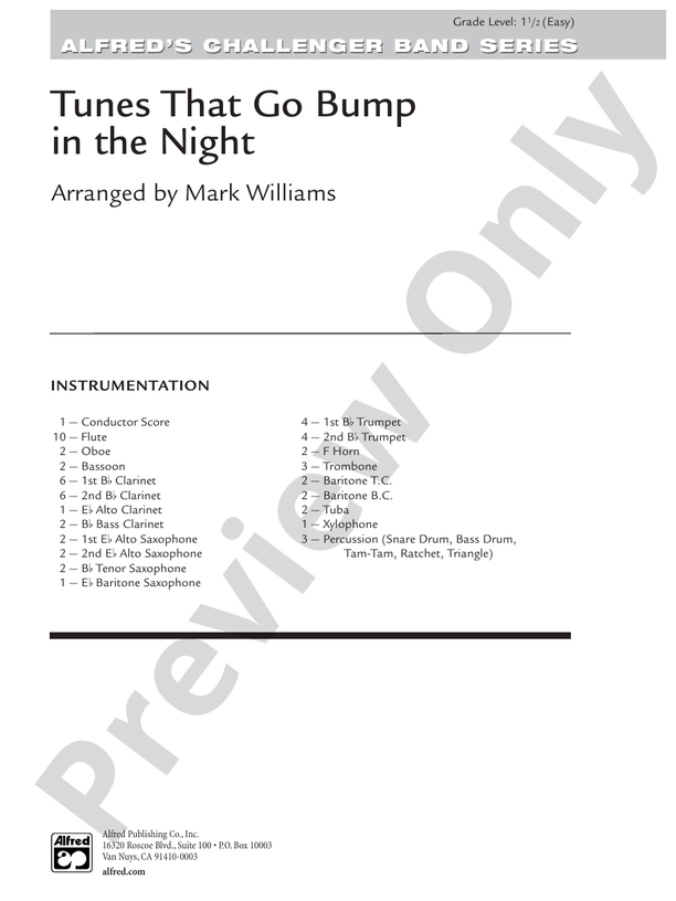 Tunes That Go Bump in the Night - Concert Band Conductor Score & Parts (Digital Download)