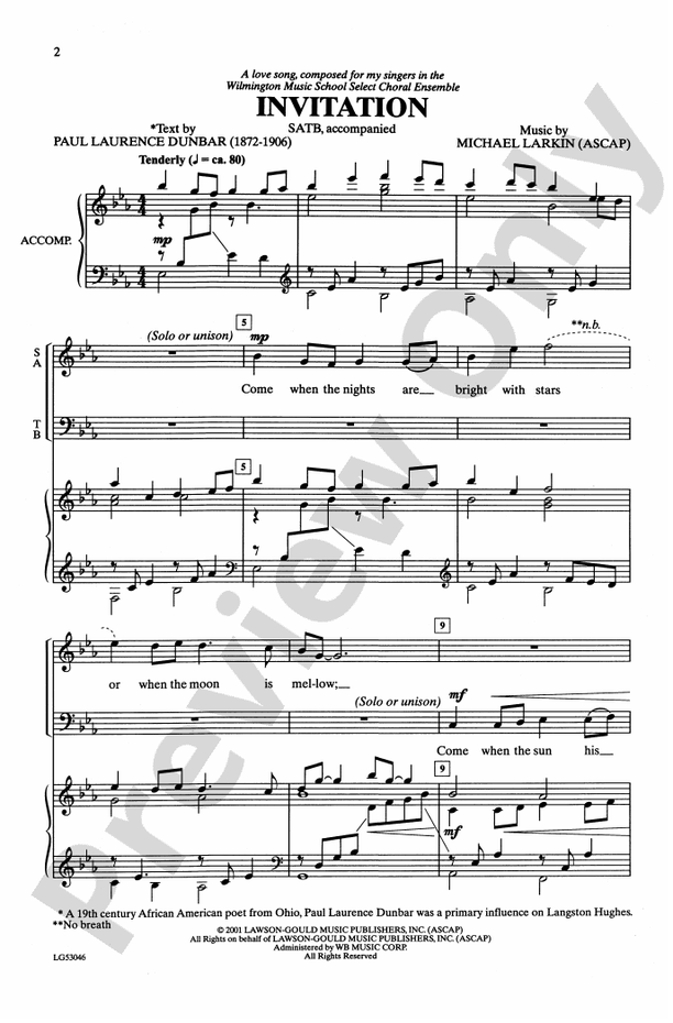 Invitation – SATB Choral Octavo (Digital Download)