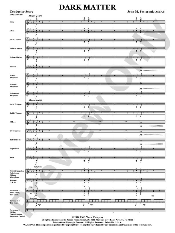 Dark Matter - Concert Band Conductor Score & Parts (Digital Download)