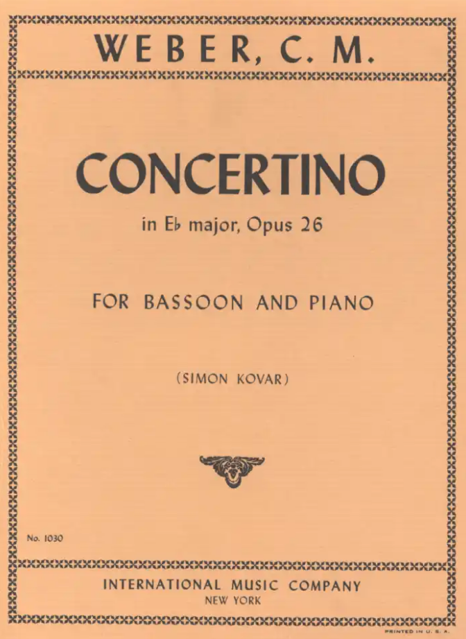 Weber - Concertino in Ebmaj Op26 -  Bassoon/Piano Accompaniment IMC IMC1030
