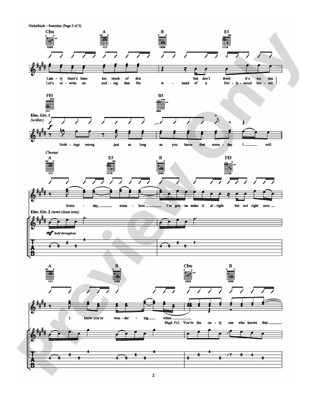 Someday - Nickelback - Guitar TAB (Digital Download)