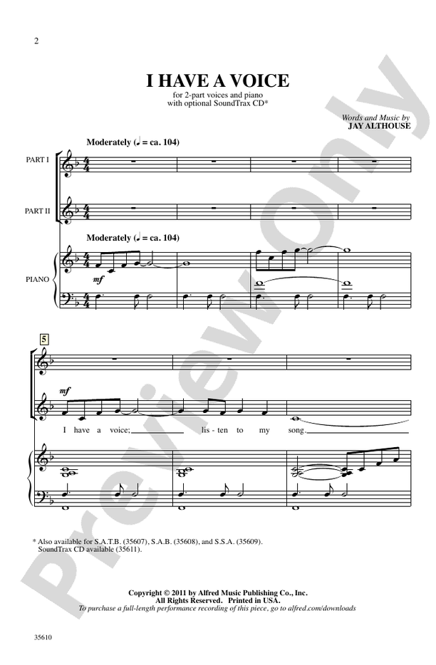 I Have a Voice – 2-Part Choral Octavo (Digital Download)