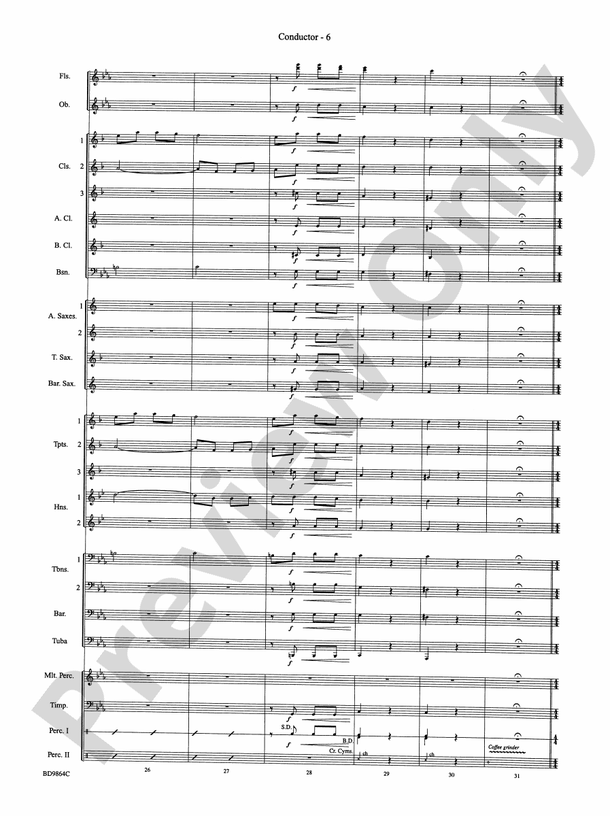 Morning Madness (a novelty featuring the Percussion Section) - Concert Band Conductor Score & Parts (Digital Download)