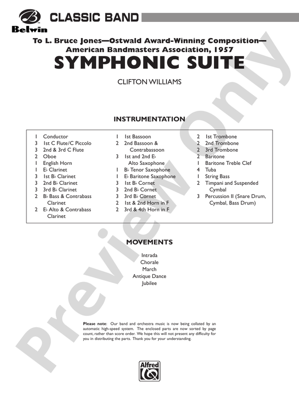 Symphonic Suite - Concert Band Conductor Score & Parts (Digital Download)