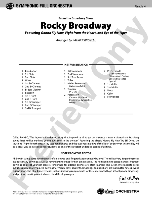 Rocky Broadway - Full Orchestra Conductor Score & Parts (Digital Download)