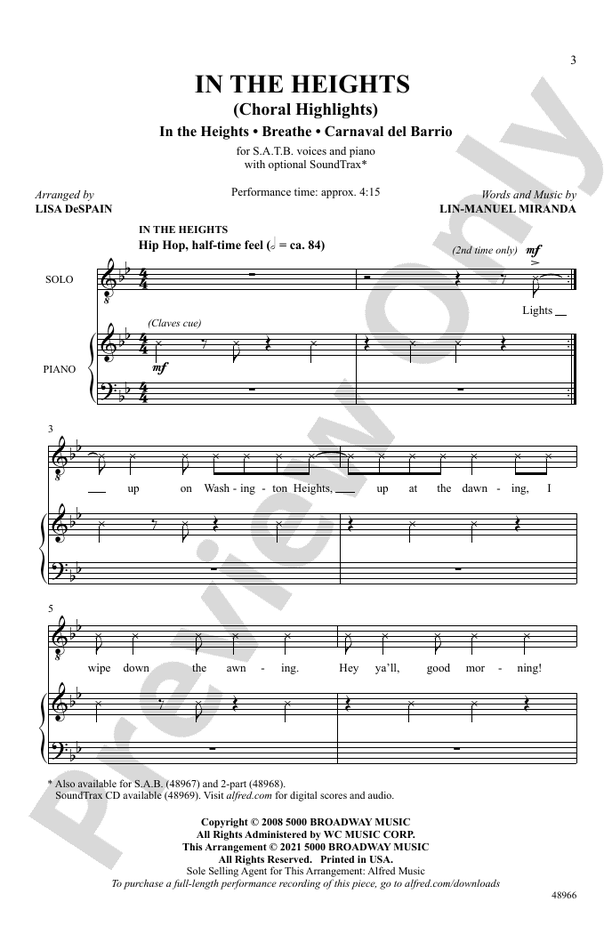 In the Heights (Choral Highlights) - SATB Choral Octavo (Digital Download)