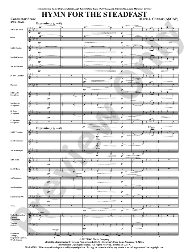 Hymn for the Steadfast - Concert Band Conductor Score & Parts (Digital Download)