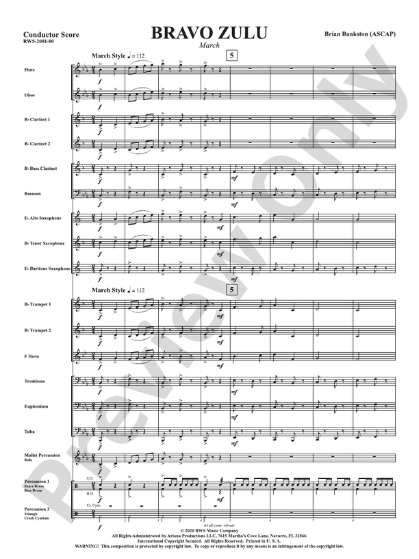 Bravo Zulu - March - Concert Band Conductor Score & Parts(Digital Download)