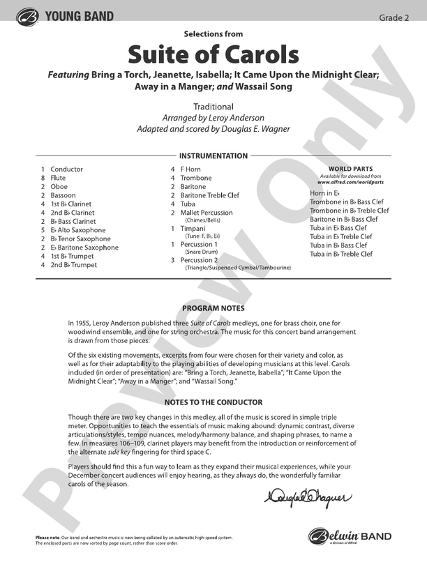 Suite of Carols, Selections from - Concert Band Conductor Score & Parts (Digital Download)