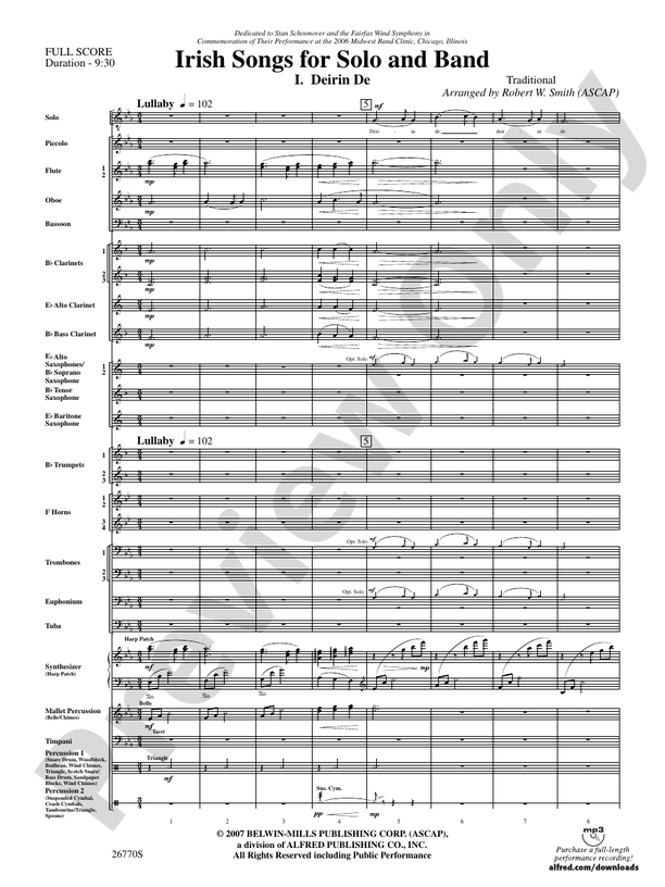 Irish Songs - Concert Band Conductor Score & Parts (Digital Download)