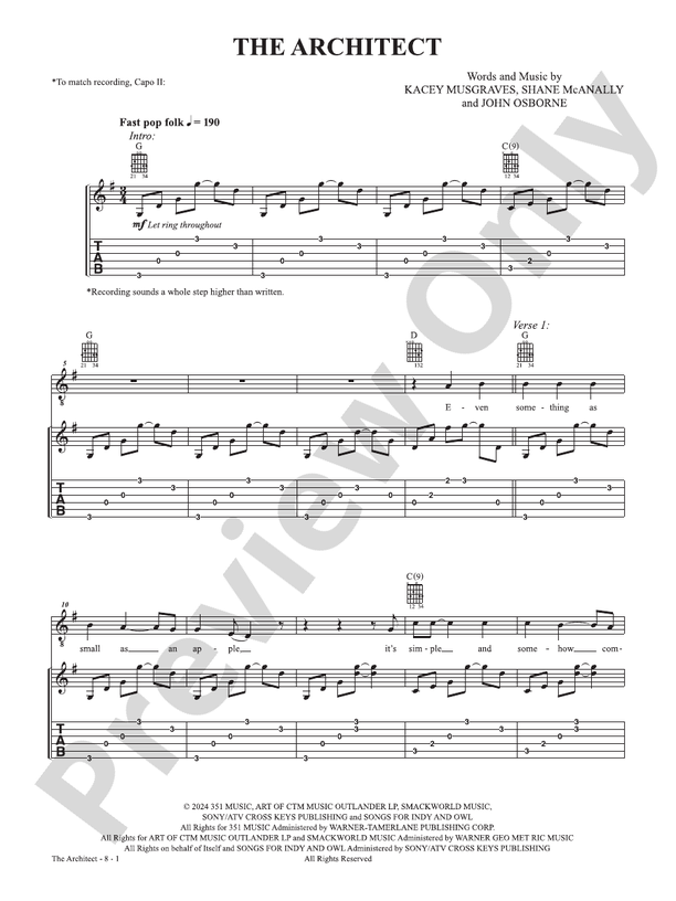 The Architect (From the studio album 'Deeper Well') - Guitar (Digital Download)