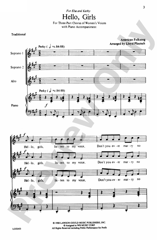 Hello, Girls – SSA Choral Octavo (Digital Download)