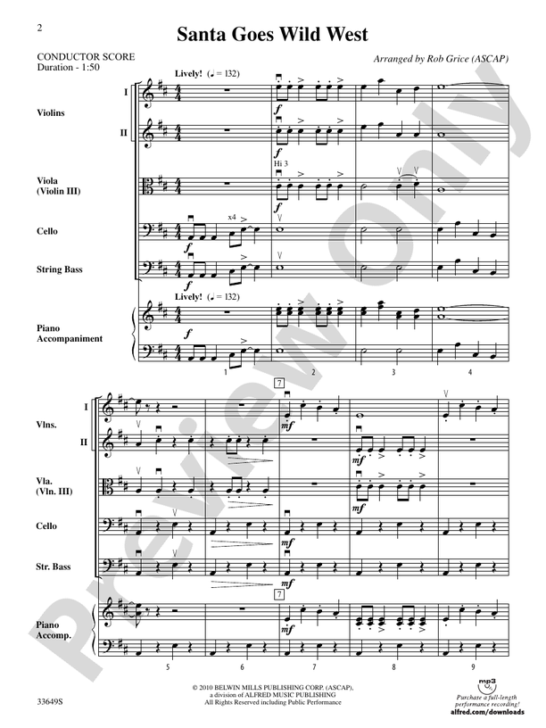 Santa Goes Wild West – String Orchestra Conductor Score & Parts (Digital Download)