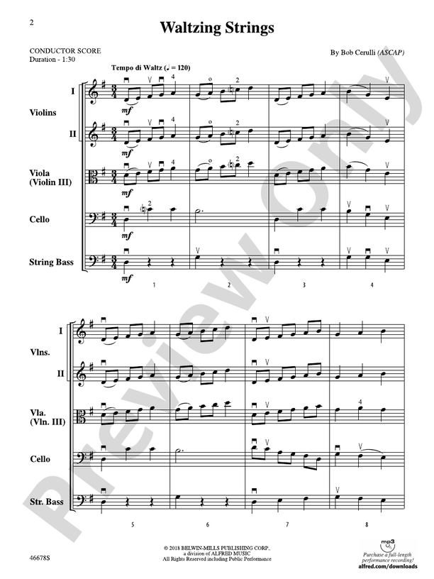Waltzing Strings - String Orchestra Conductor Score & Parts (Digital Download)