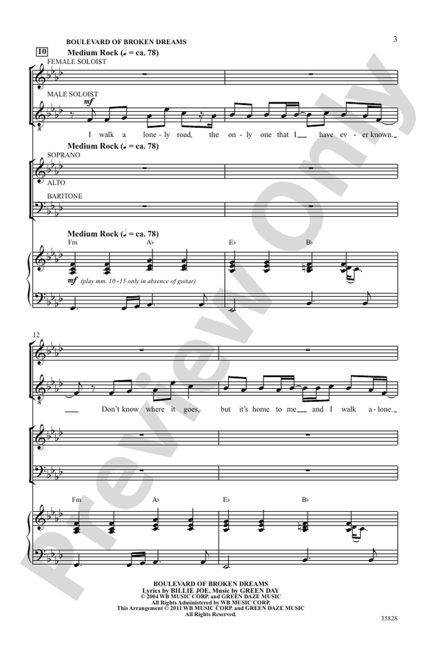 Green Day on Stage: Selections from American Idiot - SAB Choral Octavo (Digital Download)