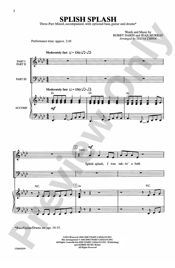 Splish Splash - 3-Part Mixed Choral Octavo (Digital Download)