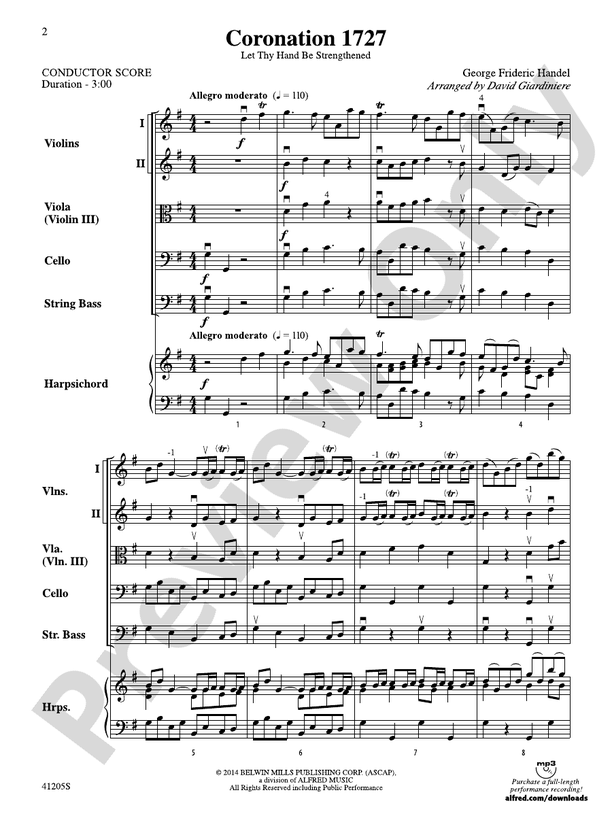 Coronation 1727 – String Orchestra Conductor Score & Parts (Digital Download)
