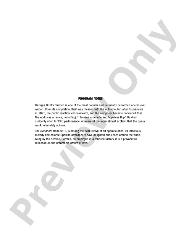 Habanera – Full Orchestra Conductor Score & Parts (Digital Download)
