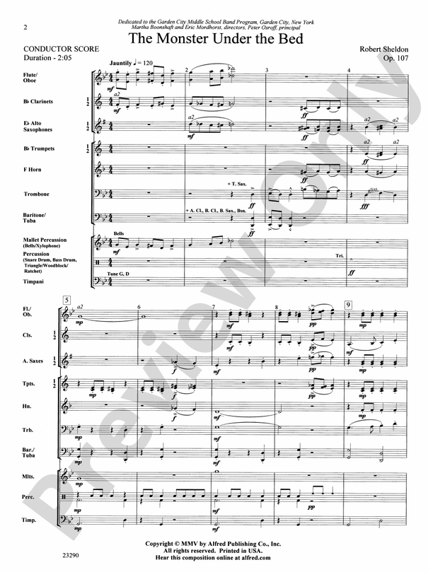 The Monster Under the Bed - Concert Band Conductor Score & Parts (Digital Download)