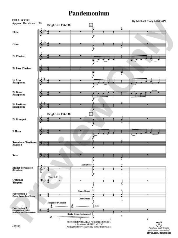 Pandemonium - Concert Band Conductor Score & Parts (Digital Download)