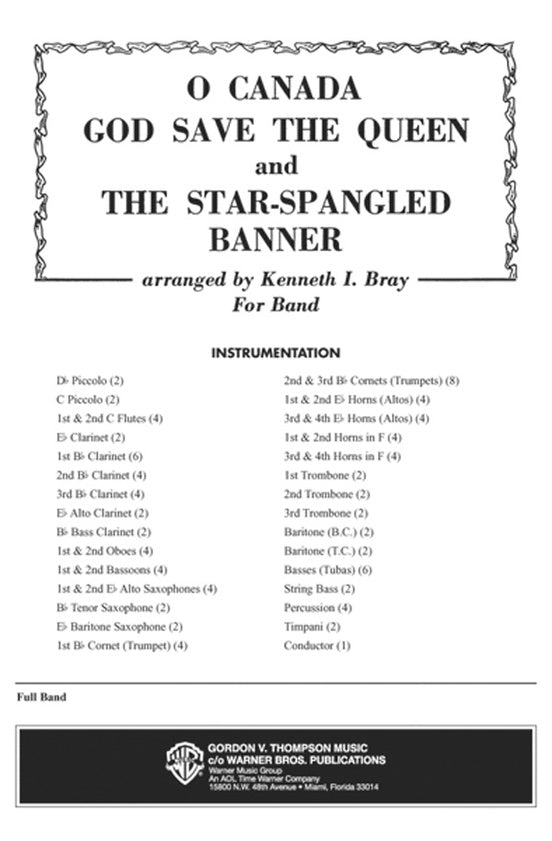 O Canada / God Save the Queen / Star-Spangled Banner - Concert Band Conductor Score & Parts (Digital Download)