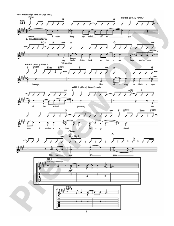 Words I Might Have Ate - Guitar TAB (Digital Download)