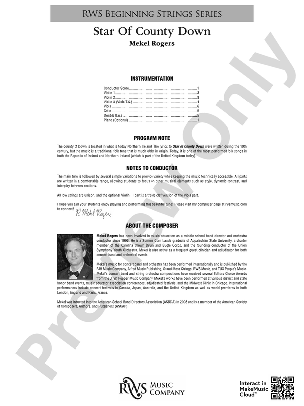 Star Of County Down - String Orchestra Conductor Score & Parts (Digital Download)