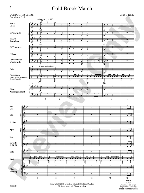 Cold Brook March - Concert Band Conductor Score & Parts (Digital Download)