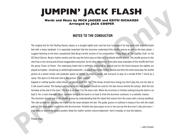 Jumpin' Jack Flash - Jazz Ensemble Conductor Score & Parts(Digital Download)