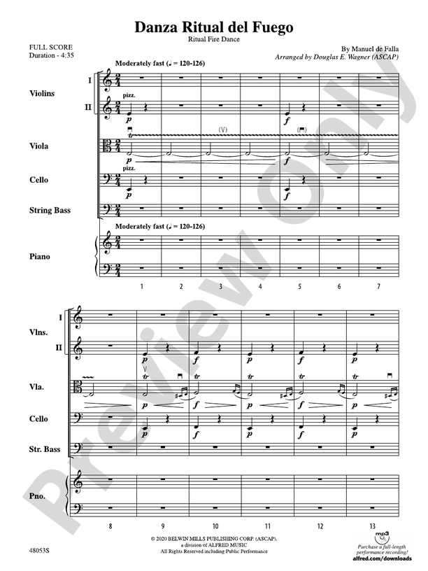 Danza Ritual del Fuego - String Orchestra Conductor Score & Parts (Digital Download)