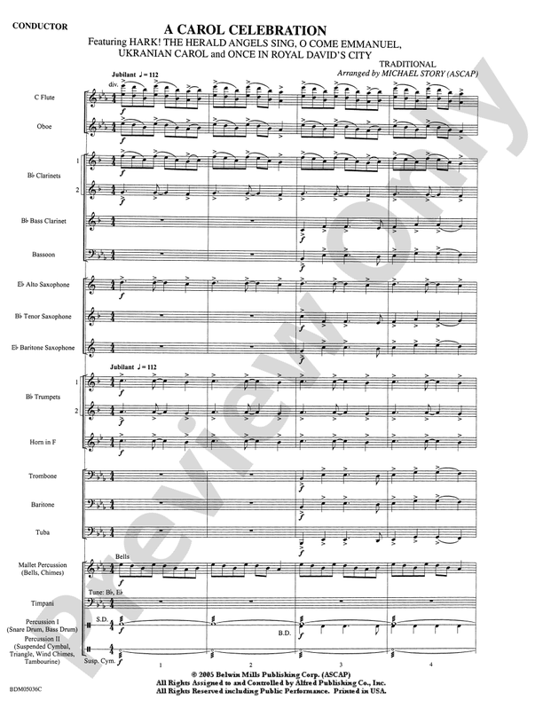 A Carol Celebration - Concert Band Conductor Score & Parts (Digital Download)