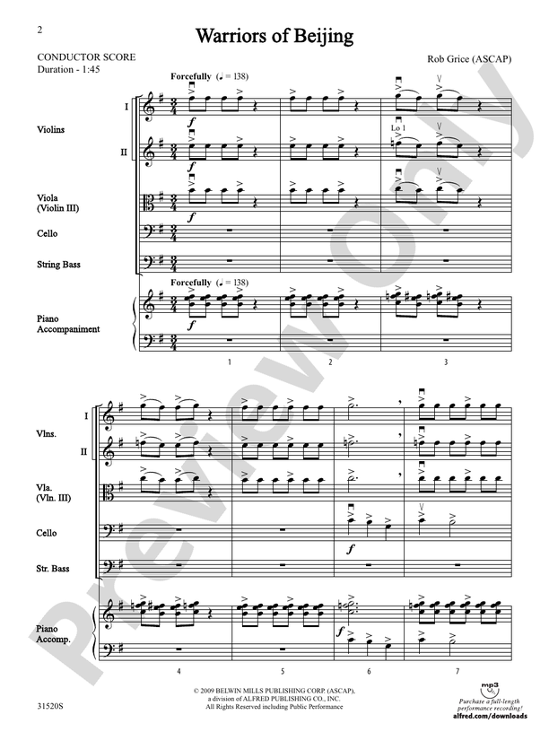 Warriors of Beijing – String Orchestra Conductor Score & Parts (Digital Download)
