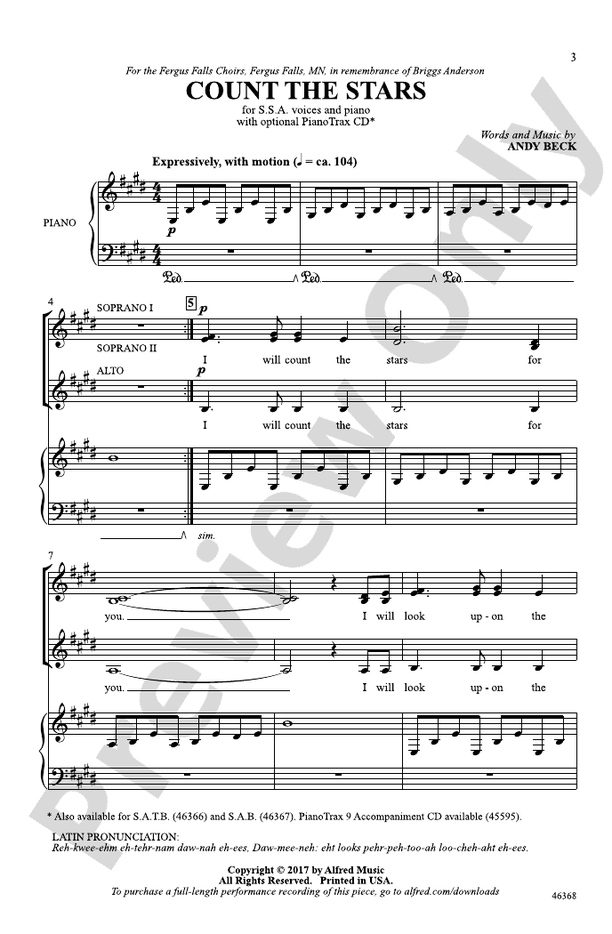 Count the Stars – SSA Choral Octavo (Digital Download)