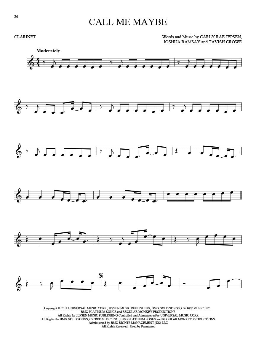 101 Hit Songs - Clarinet Solo - Hal Leonard 197182