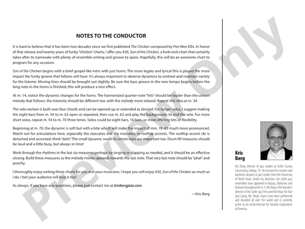 Son of the Chicken – Jazz Ensemble Conductor Score & Parts (Digital Download)