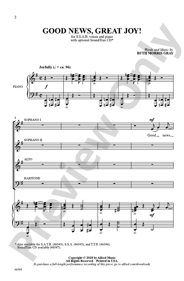 Good News, Great Joy! – SSAB Choral Octavo (Digital Download)