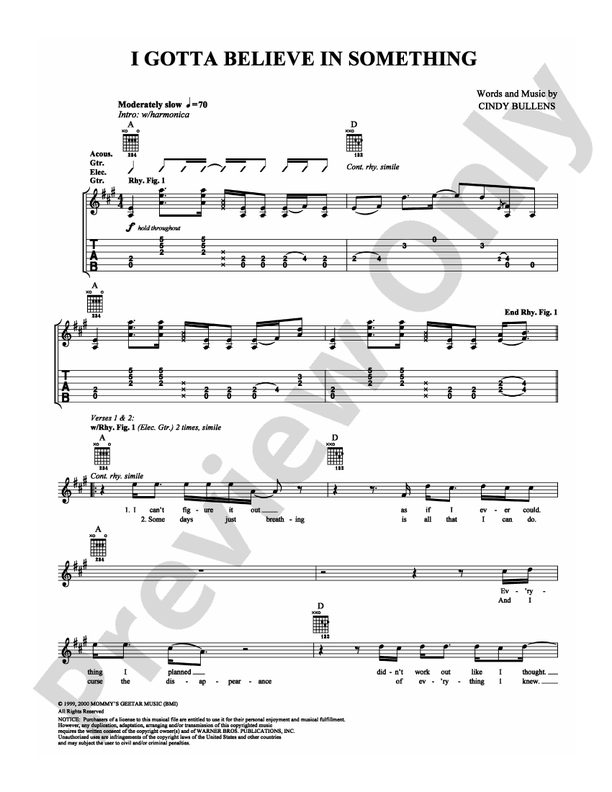 I Gotta Believe in Something - Guitar TAB (Digital Download)