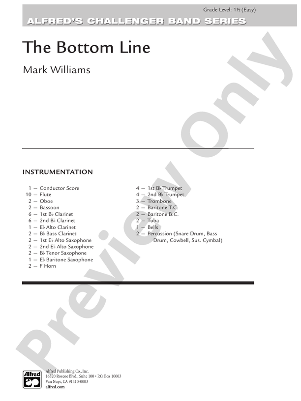 The Bottom Line - Concert Band Conductor Score & Parts (Digital Download)