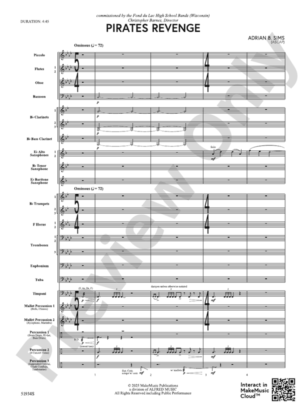 Pirates Revenge - Concert Band Conductor Score & Parts(Digital Download)