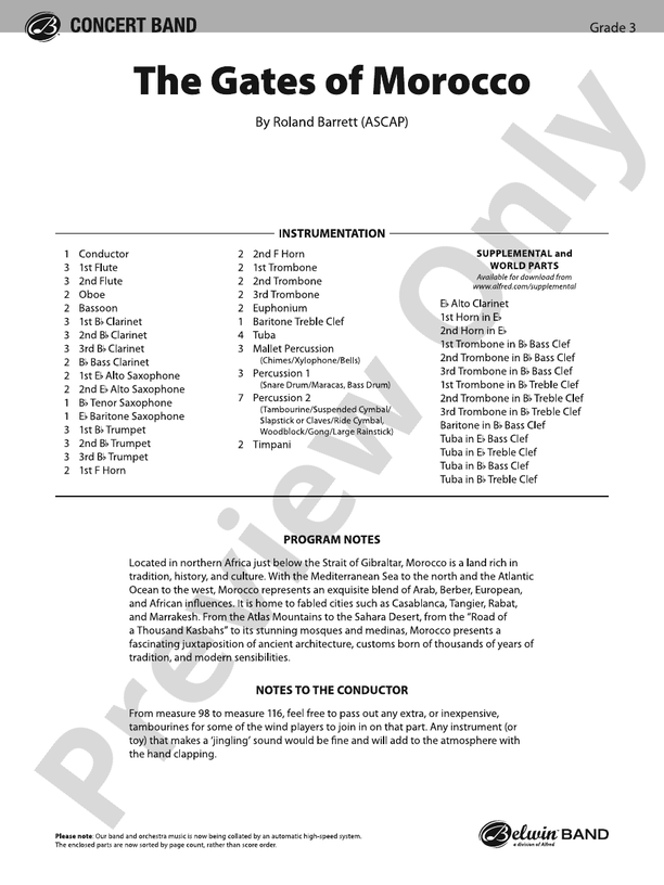 The Gates of Morocco - Concert Band Conductor Score & Parts (Digital Download)