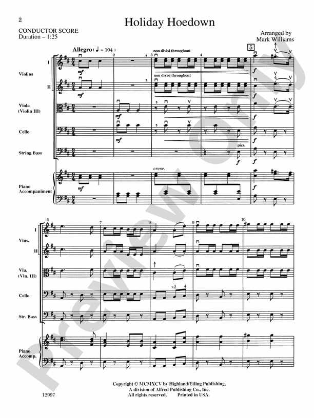 Holiday Hoedown – String Orchestra Conductor Score & Parts (Digital Download)