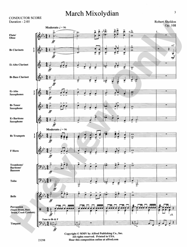 March Mixolydian - Concert Band Conductor Score & Parts (Digital Download)